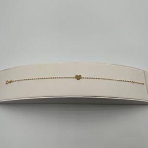 14K Yellow Gold Polished Heart Bracelet 7"